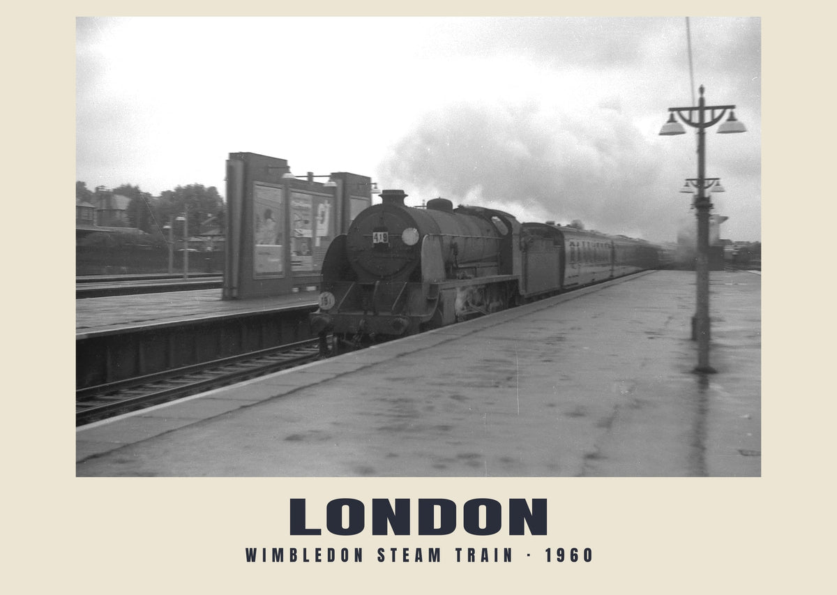 Wimbledon steam train, London, 1960 heritage photograph
