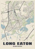 Street map poster of Long Eaton, Derbyshire