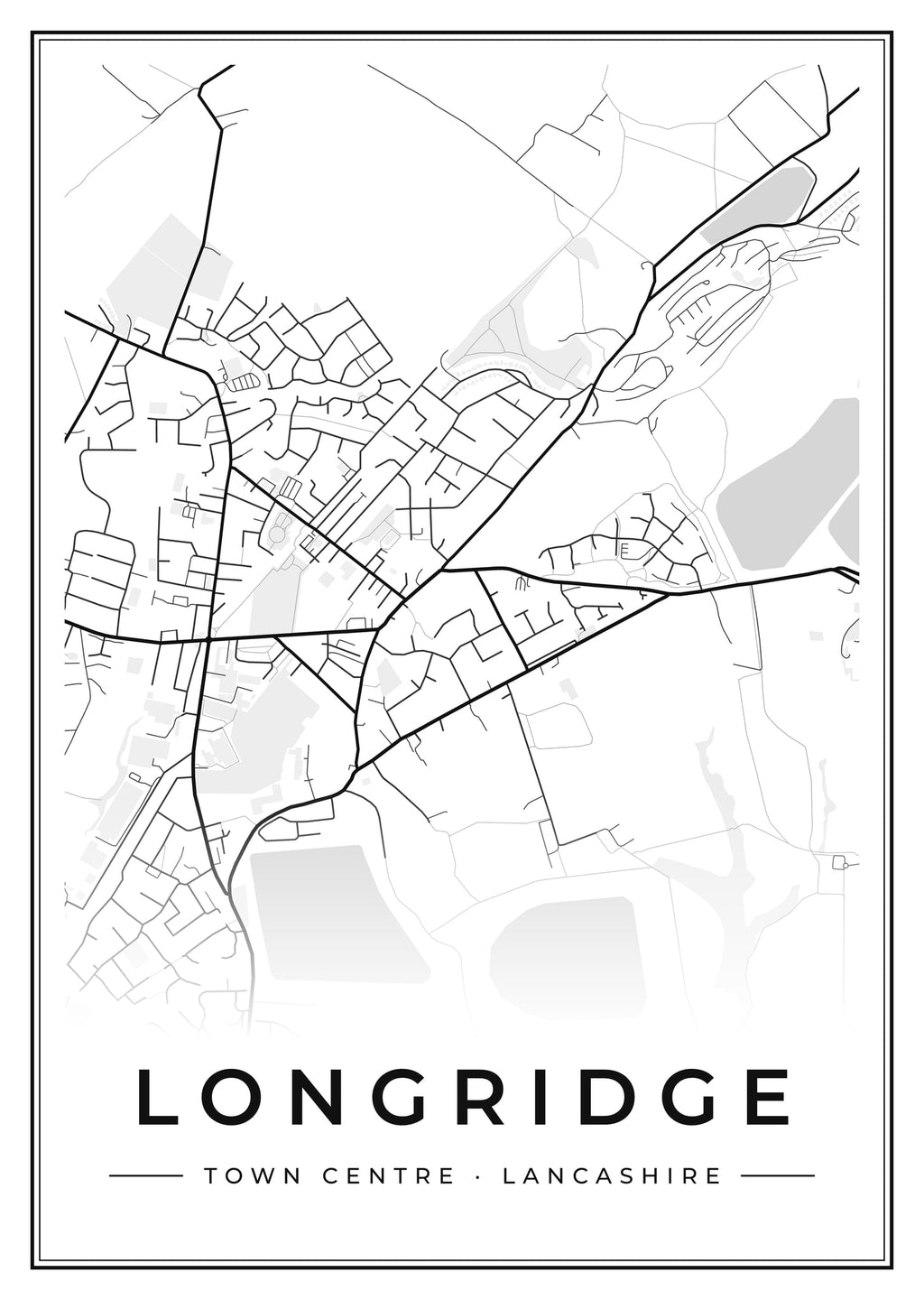 Street map poster of Longridge town centre, Lancashire