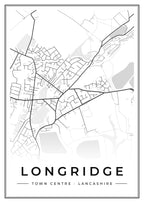 Street map poster of Longridge town centre, Lancashire
