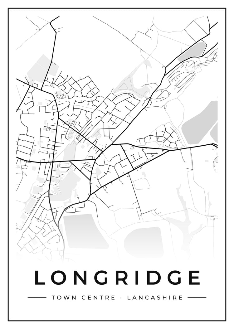 Longridge Town Centre Street Map Poster