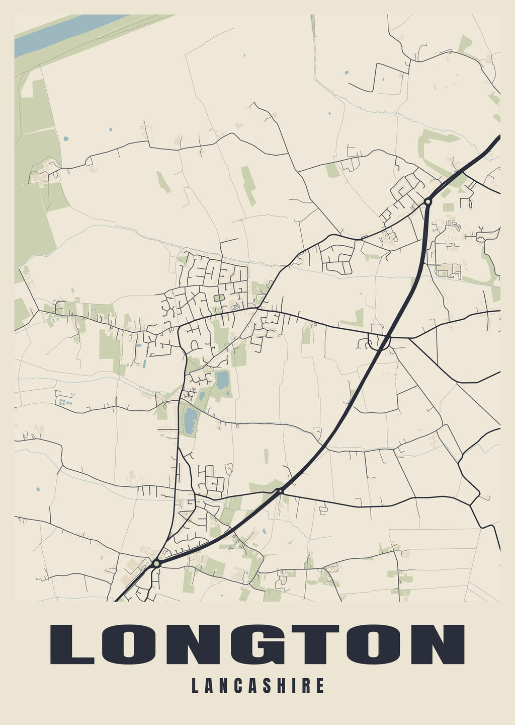 Street map poster of Longton, Lancashire