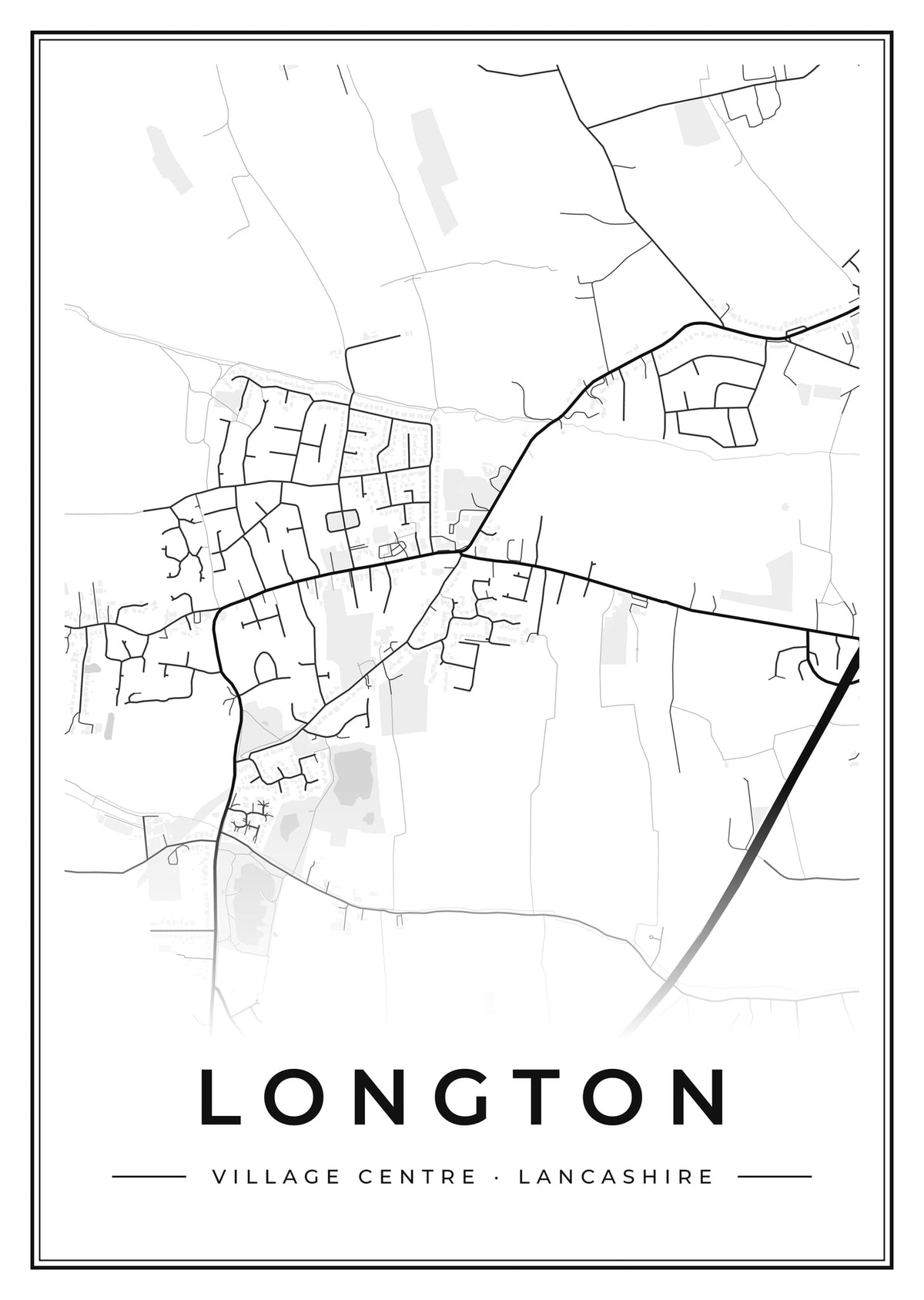 Street map poster of Longton village centre, Lancashire