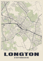 Street map poster of Longton, Staffordshire
