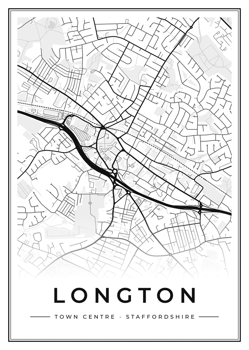 Longton Town Centre Street Map Poster