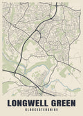 Street map poster of Longwell Green, Gloucestershire
