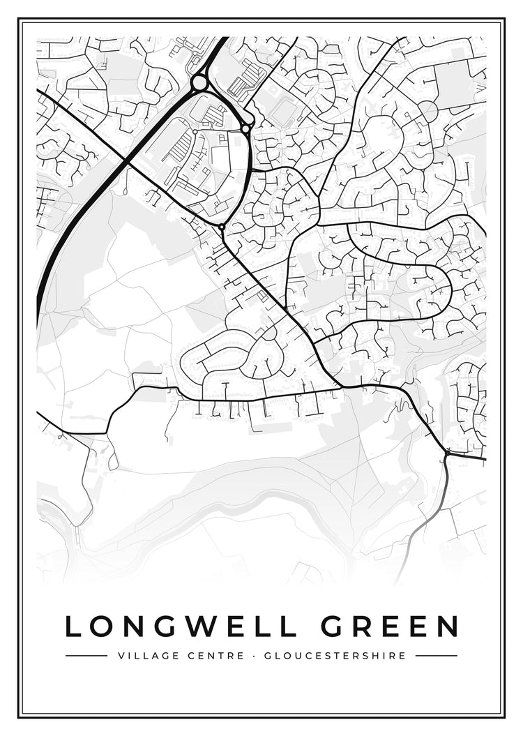 Longwell Green Village Centre Street Map Poster