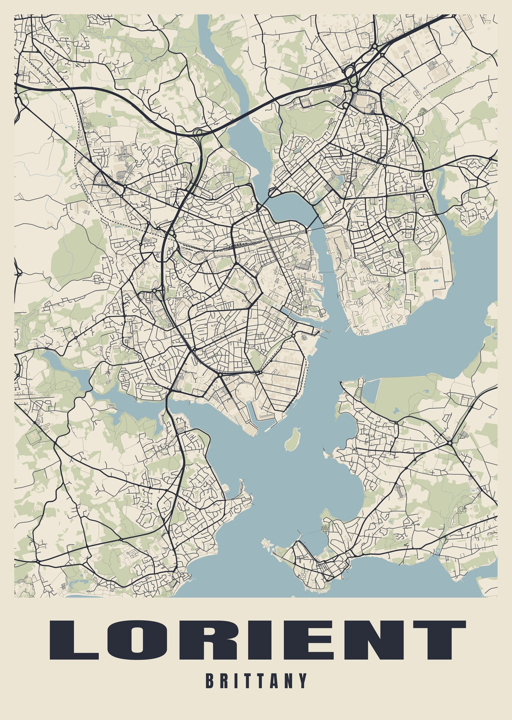 Street map poster of Lorient, Brittany