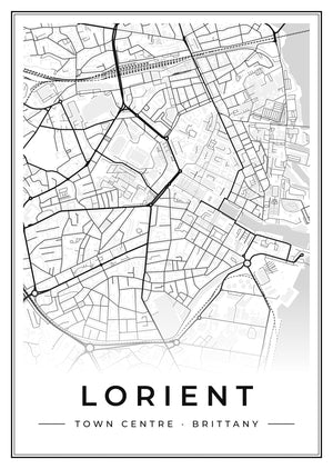 Lorient Town Centre Street Map Poster