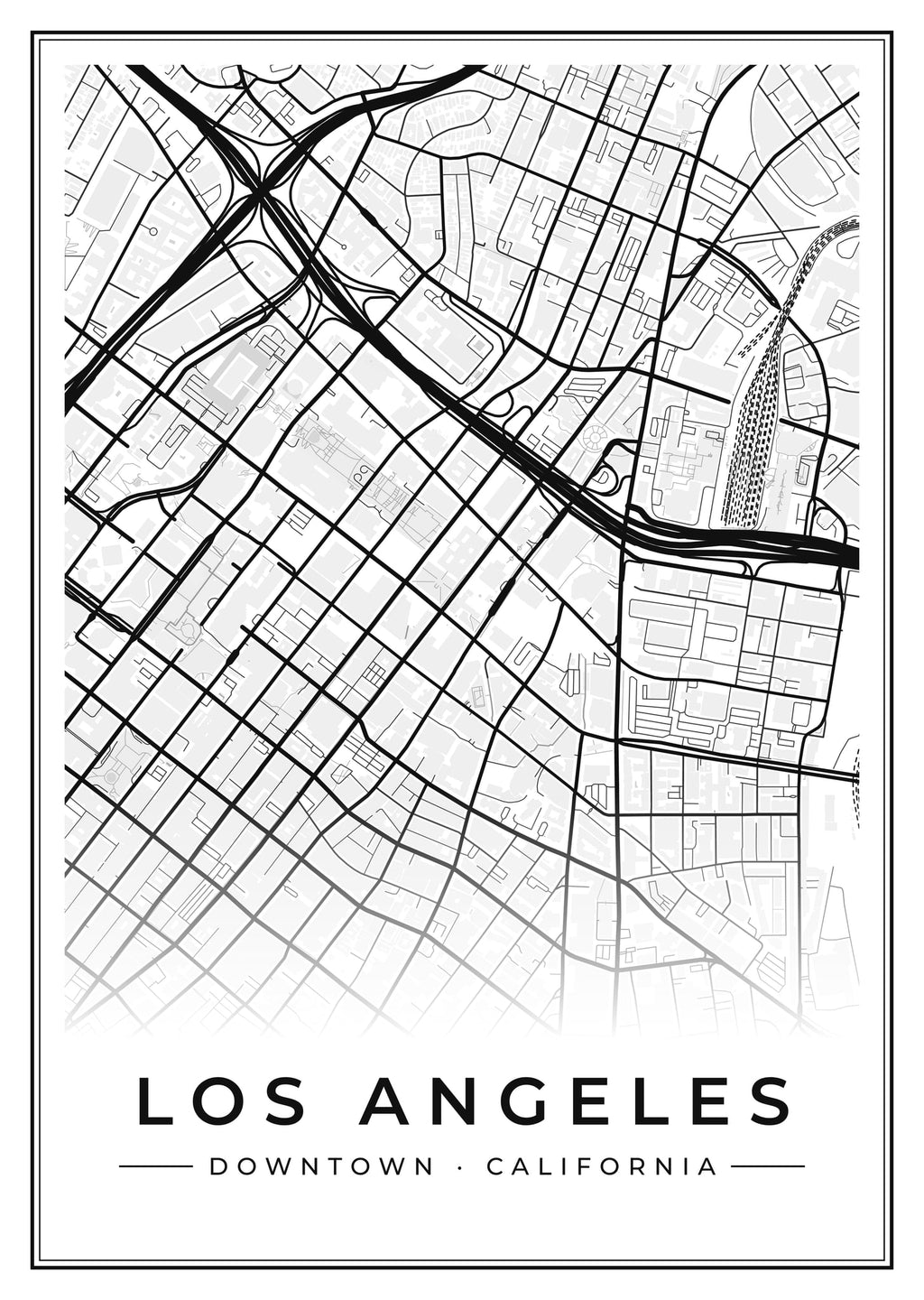 Street map poster of downtown Los Angeles, California