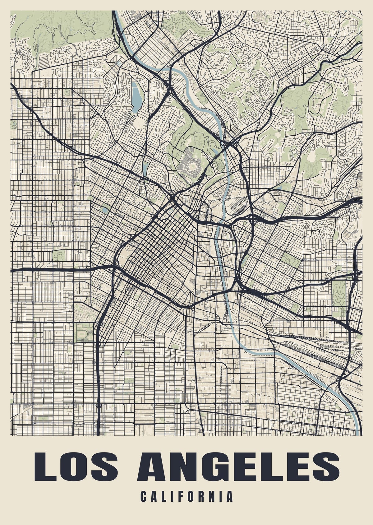 Street map poster of Los Angeles, California