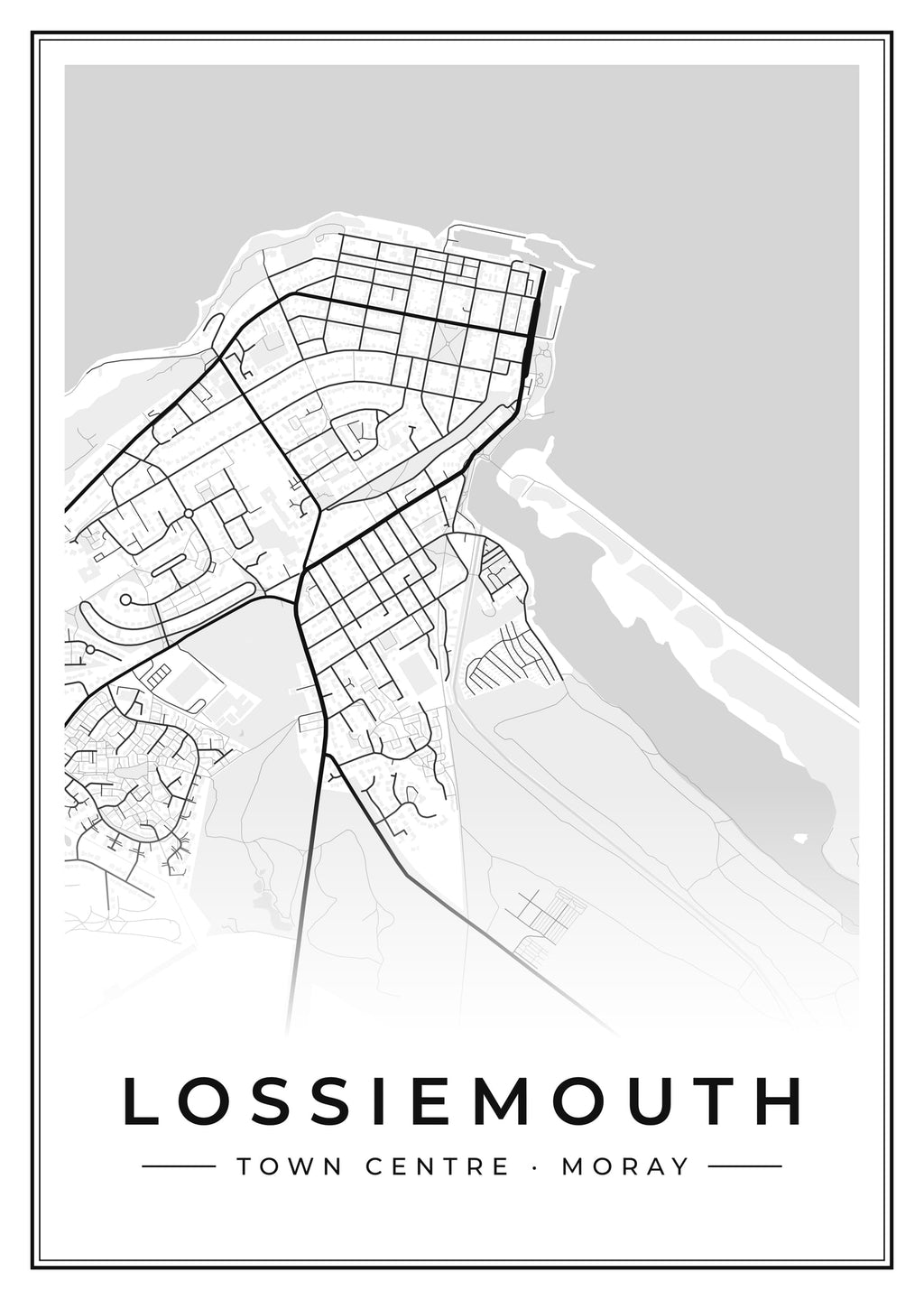 Street map poster of Lossiemouth town centre, Moray