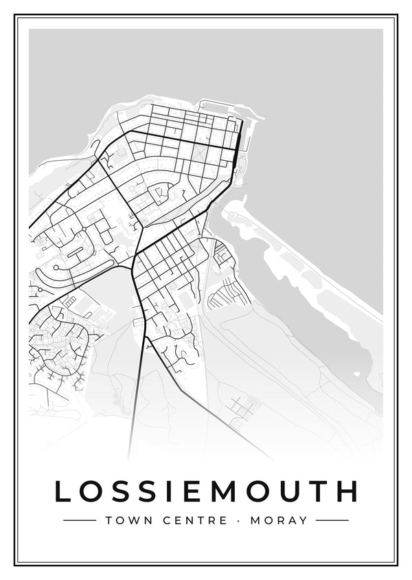Lossiemouth Town Centre Street Map Poster