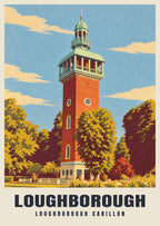 Loughborough Carillon poster, Retro Railway style