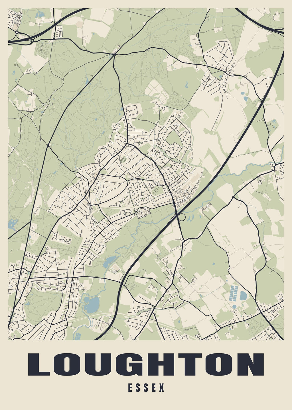 Street map poster of Loughton, Essex