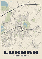 Street map poster of Lurgan, County Armagh
