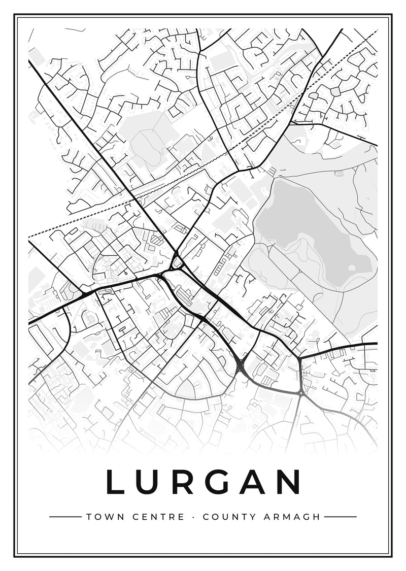 Lurgan Town Centre Street Map Poster