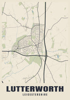 Street map poster of Lutterworth, Leicestershire