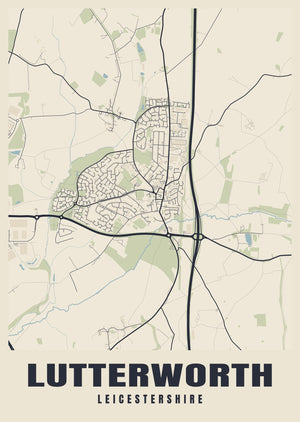 Lutterworth Street Map Poster
