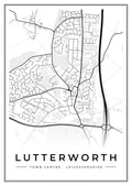 Street map poster of Lutterworth town centre, Leicestershire