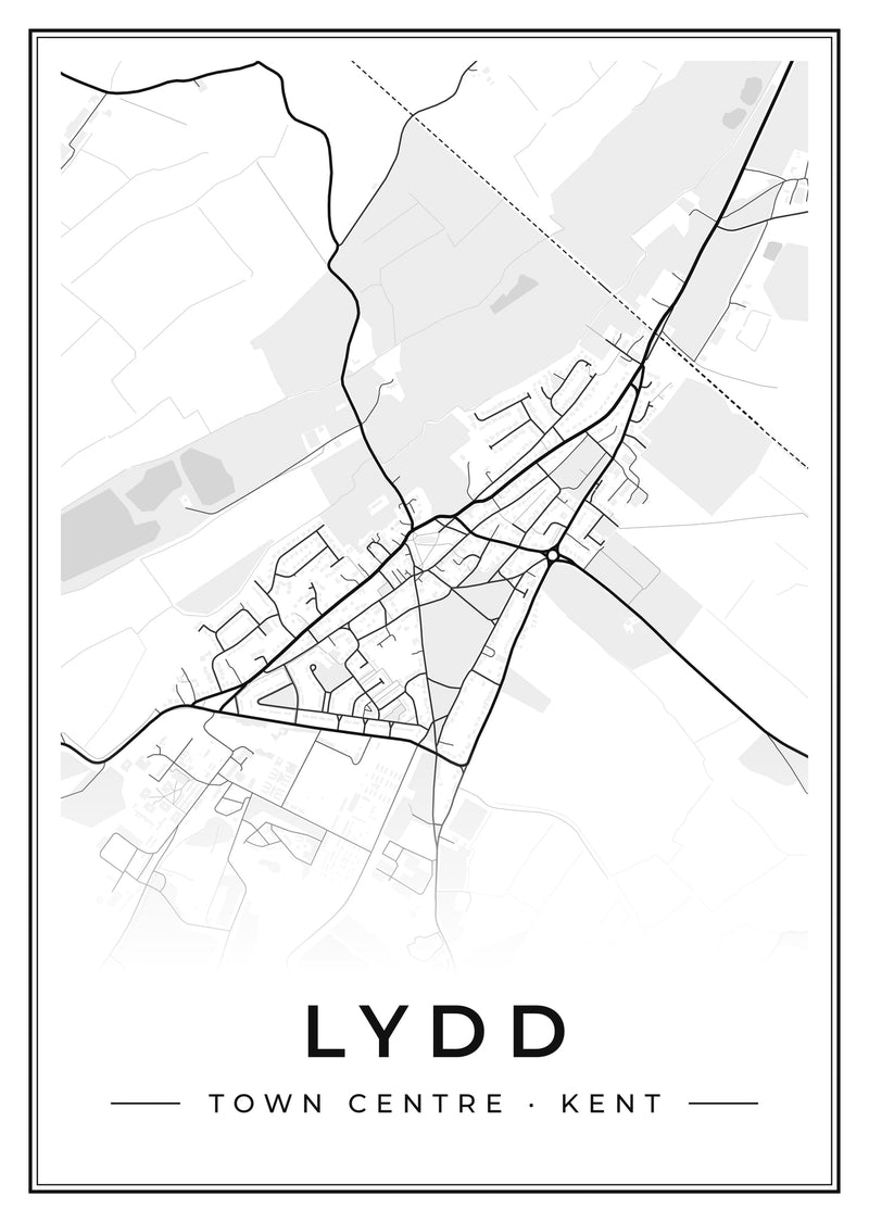 Lydd Town Centre Street Map Poster