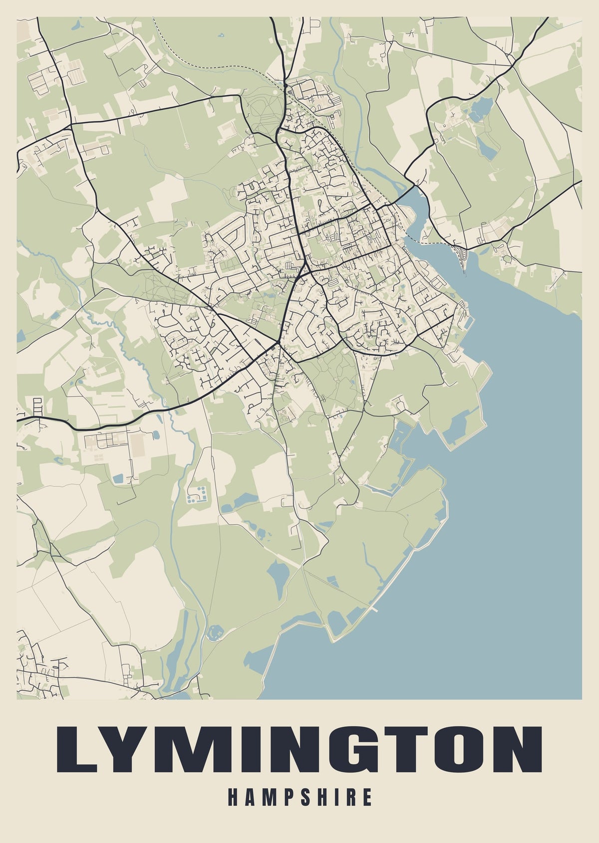 Street map poster of Lymington, Hampshire