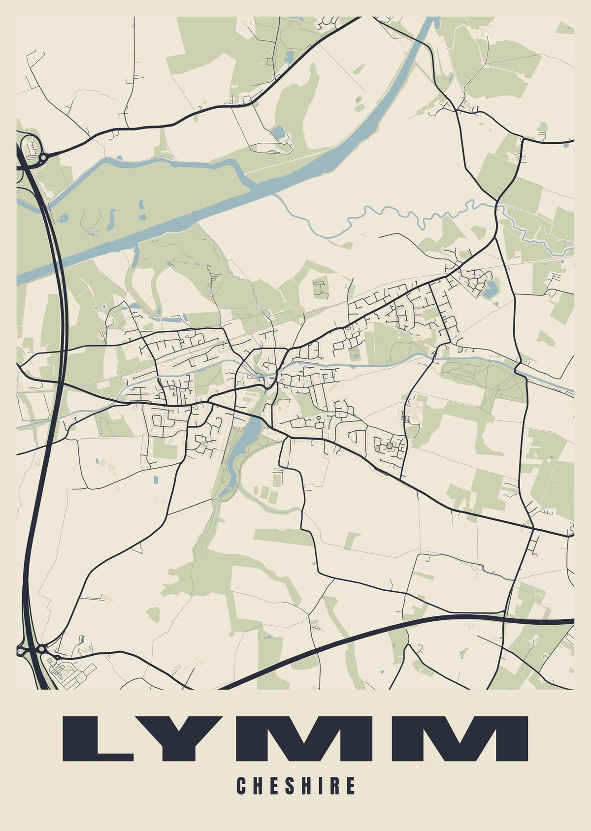Street map poster of Lymm, Cheshire