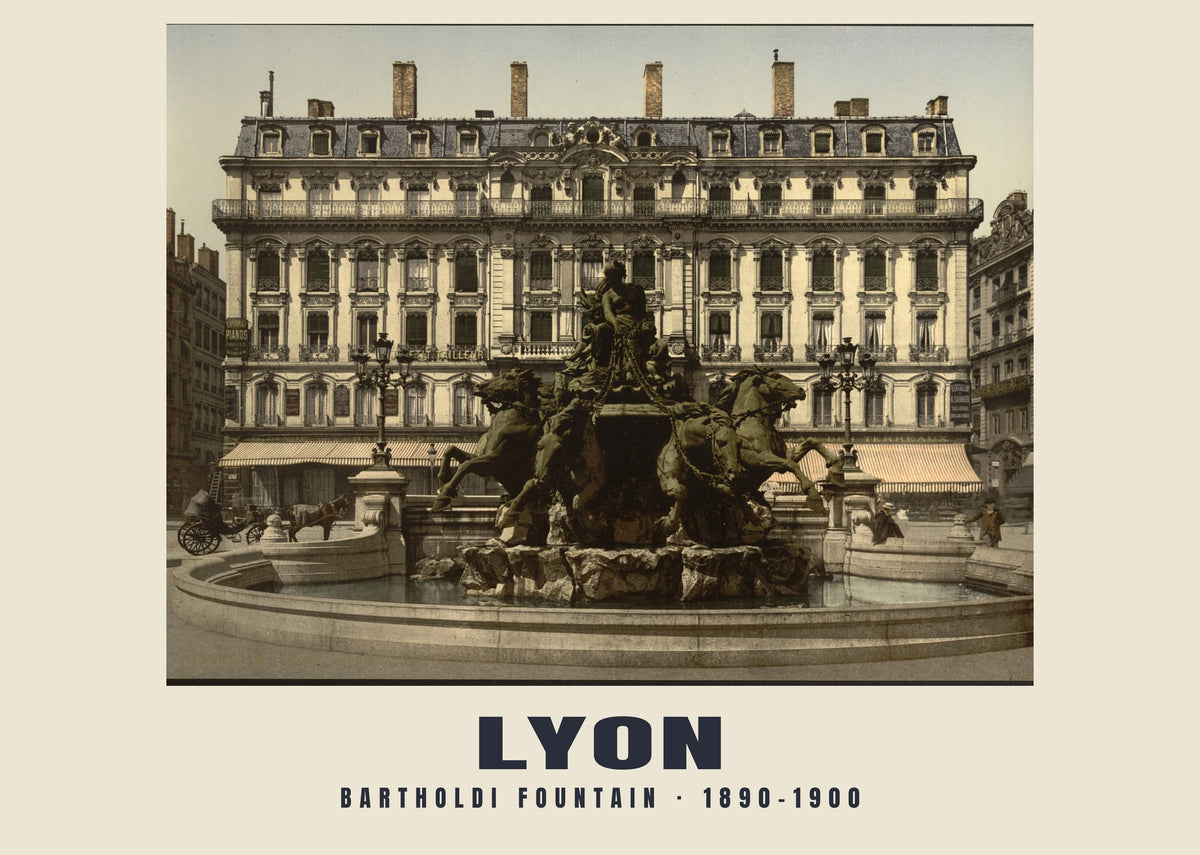 Bartholdi Fountain, Lyon, 1890–1900 heritage photograph