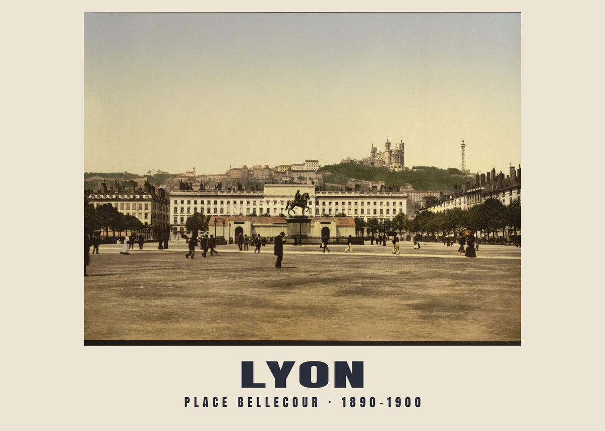 Place Bellecour, Lyon, 1890–1900 heritage photograph