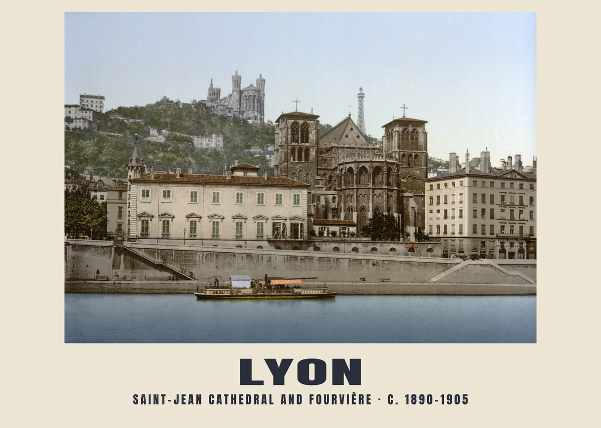 Catedral Saint-Jean y Fourvière, Lyon — c. 1890–1905 · Lámina fotográfica histórica