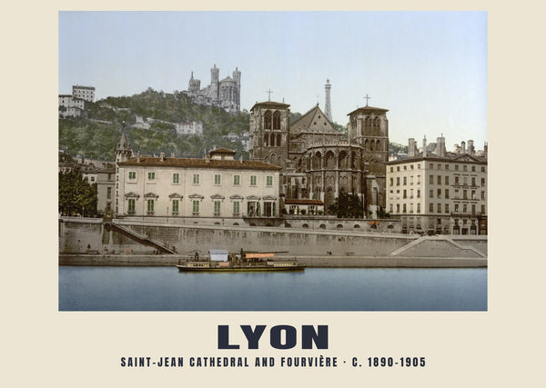 Kathedraal Saint-Jean en Fourvière, Lyon — c. 1890–1905 · Historische fotoprint