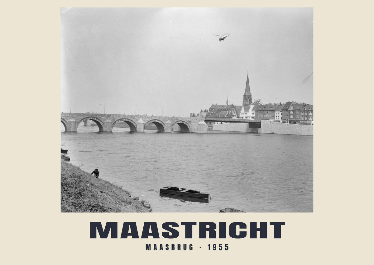 Maasbrug, Maastricht, 1955 — Wydruk historycznej fotografii