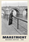 Maasbrug quayside, Maastricht, 1955 — Historic photograph print
