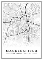 Street map poster of Macclesfield town centre, Cheshire
