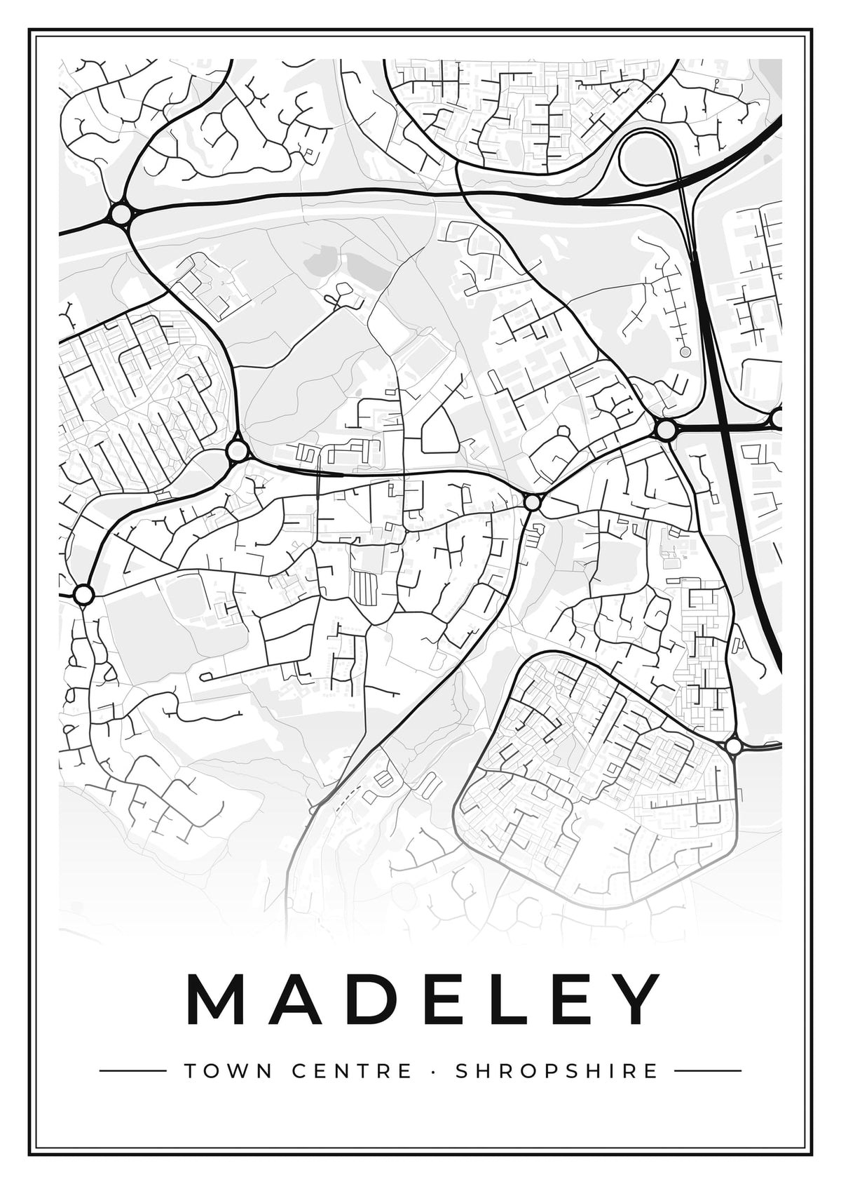 Street map poster of Madeley town centre, Shropshire