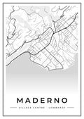 Street map poster of Maderno village centre, Lombardy
