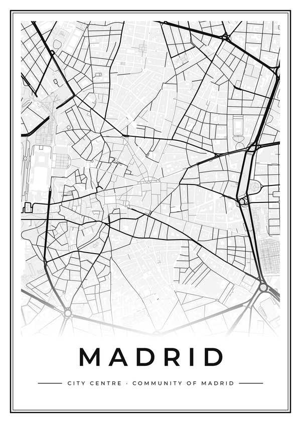 Madrid City Centre Street Map Poster