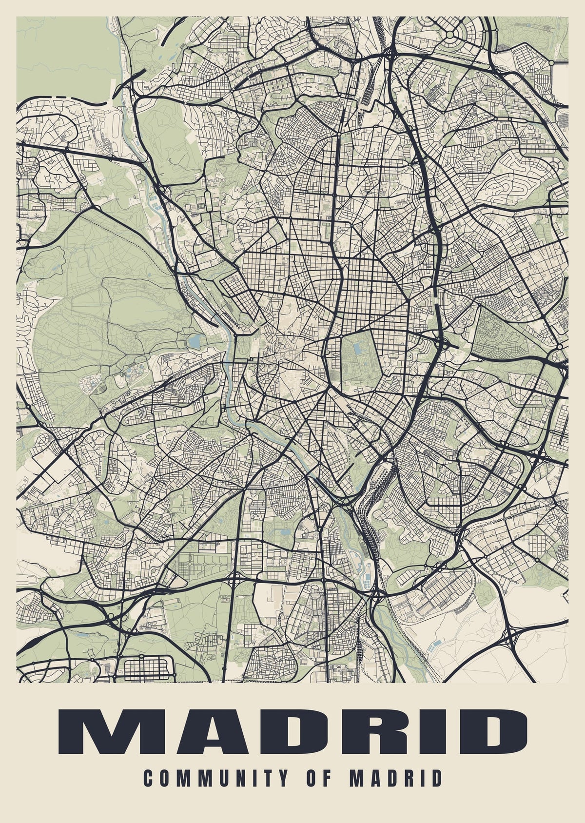 Street map poster of Madrid, Community of Madrid