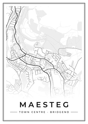 Maesteg Town Centre Street Map Poster