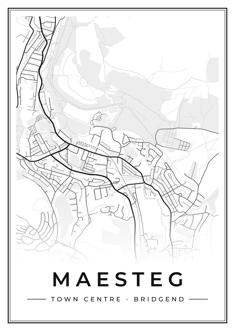 Maesteg Town Centre Street Map Poster