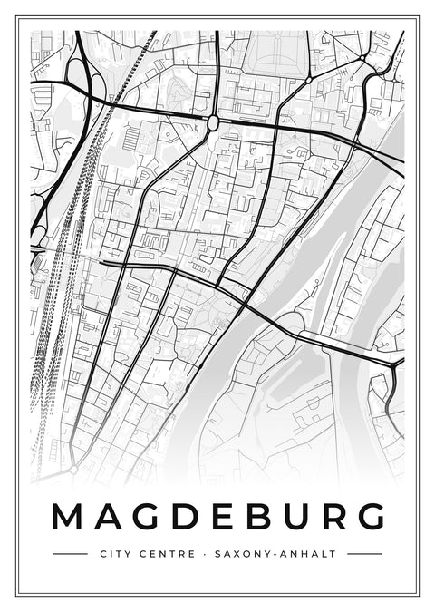 Magdeburg City Centre Street Map Poster