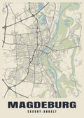 Street map poster of Magdeburg, Saxony-Anhalt