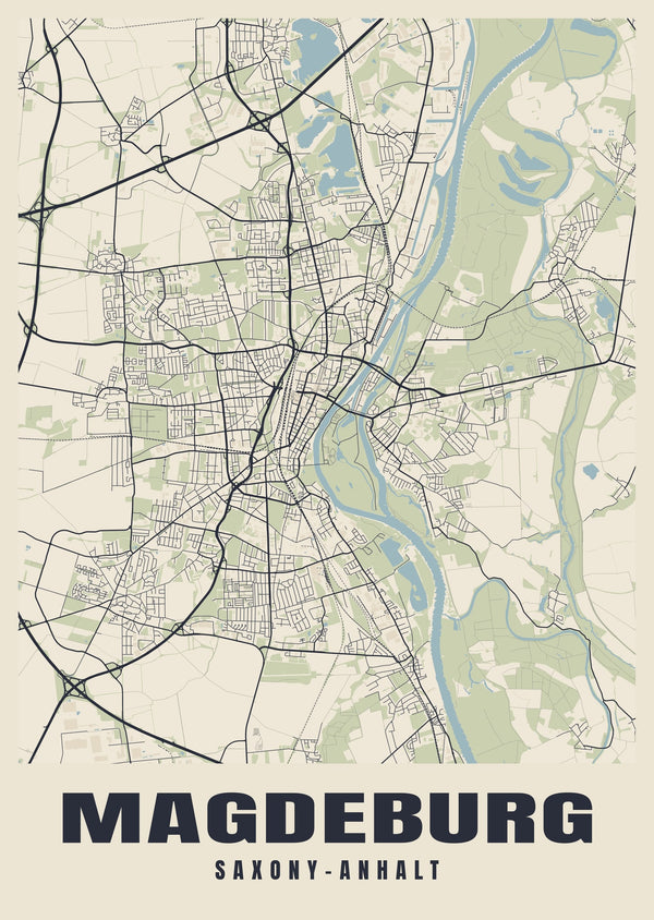 Magdeburg Street Map Poster