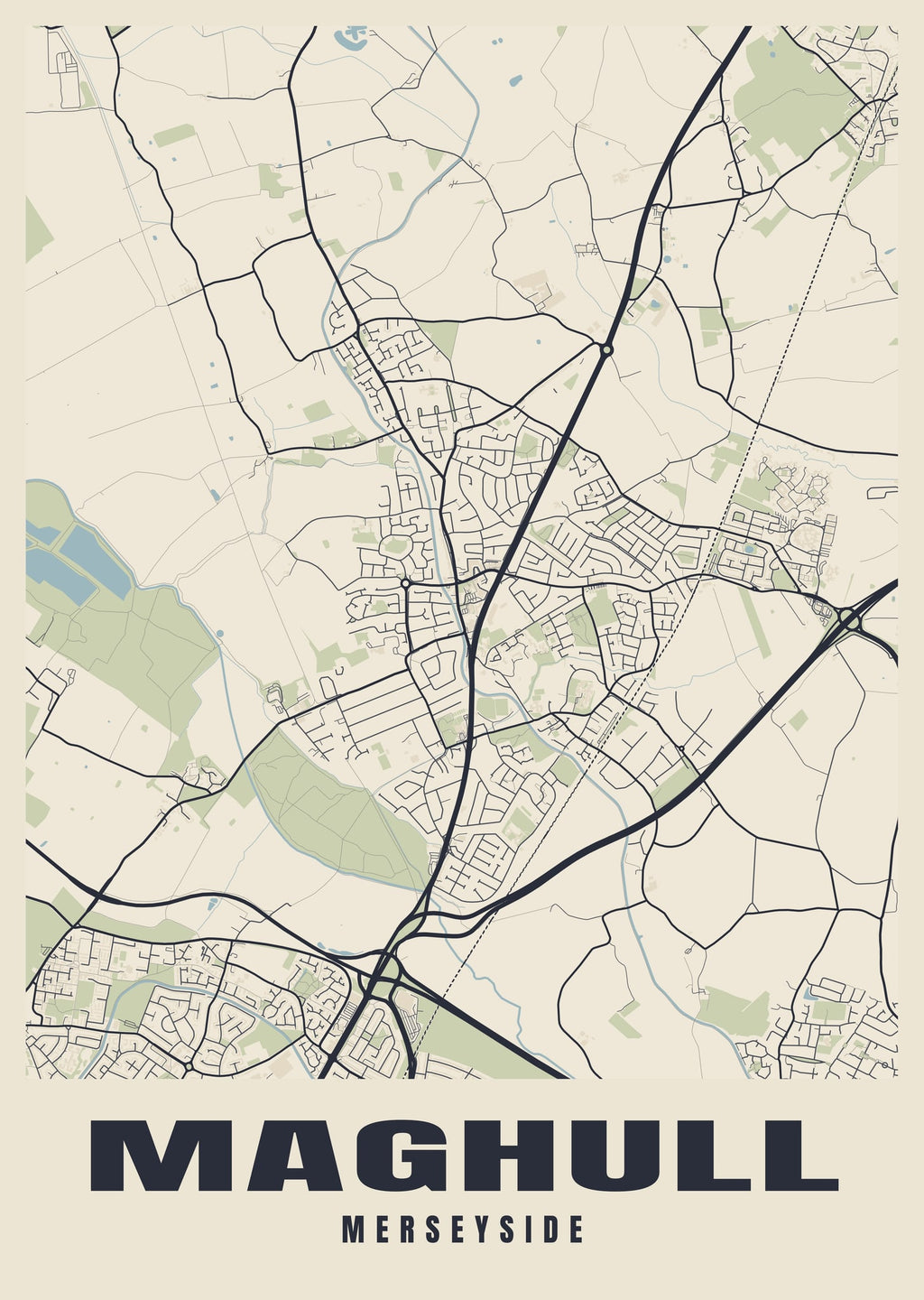 Street map poster of Maghull, Merseyside