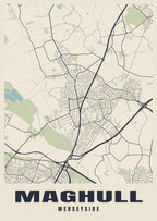 Street map poster of Maghull, Merseyside