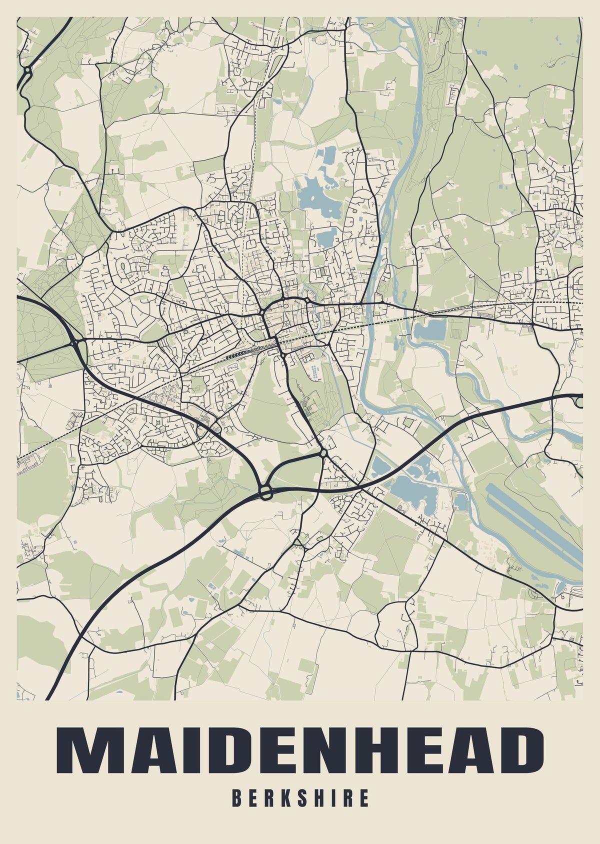 Street map poster of Maidenhead, Berkshire