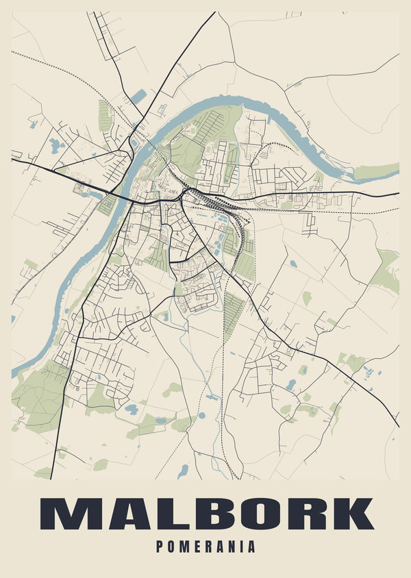 Malbork Street Map Poster
