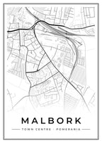 Street map poster of Malbork town centre, Pomerania