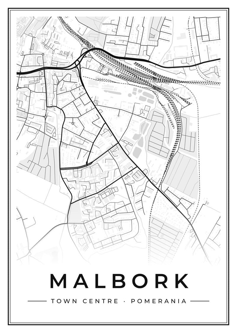 Malbork Town Centre Street Map Poster