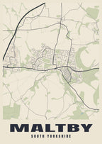 Street map poster of Maltby, South Yorkshire